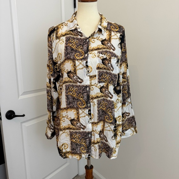 Grand & Greene Leopard Print Blouse Sz 1X - Picture 4 of 11